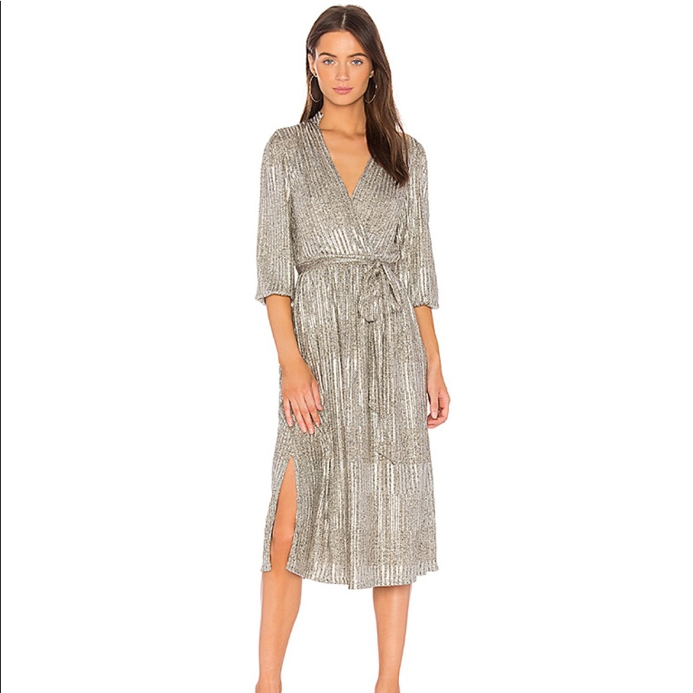 Alice and Olivia Katrina Metallic Wrap Dress